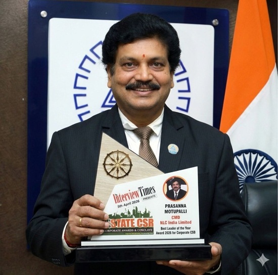 NLC CMD conferred “Best leader of year 2026 for corporate CSR”